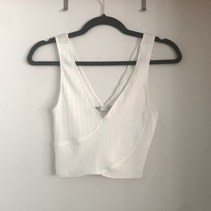 Zara white V neck crop top
